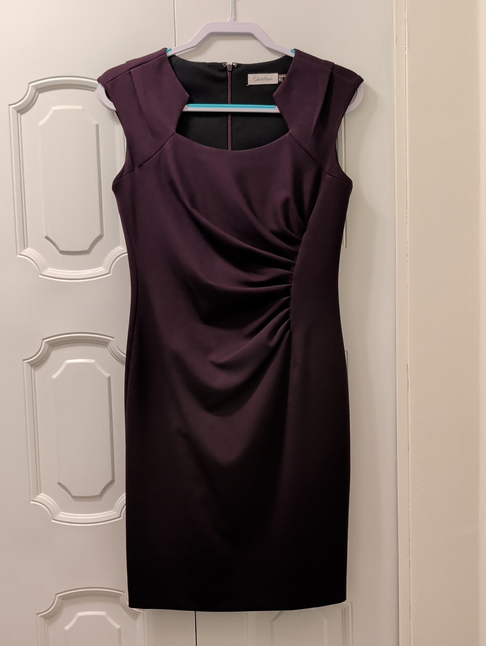 Calvin Klein Deep Plum Ruched Sheath Dress Size 6